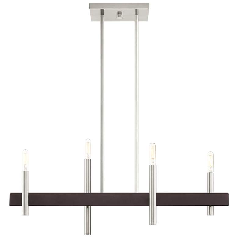 Image 1 Denmark 4 Light Brushed Nickel Linear Chandelier