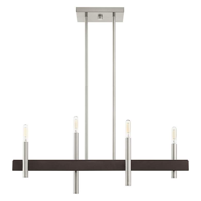 Image 3 Denmark 4 Light Brushed Nickel Linear Chandelier more views