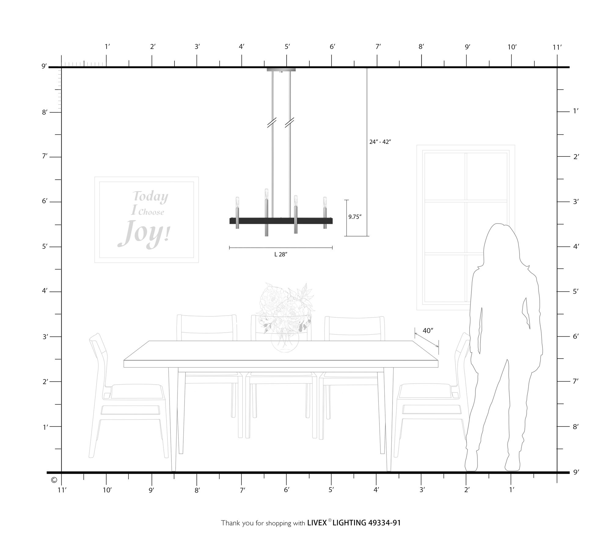 Denmark 4 Light Brushed Nickel Linear Chandelier