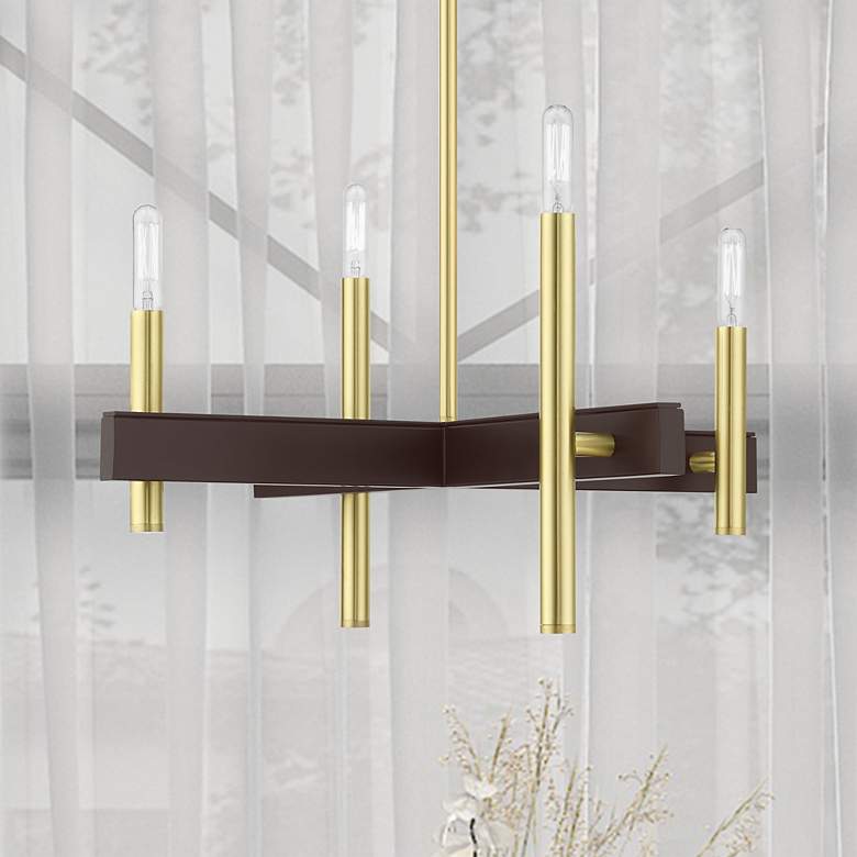 Image 1 Denmark 4 Light Satin Brass Chandelier