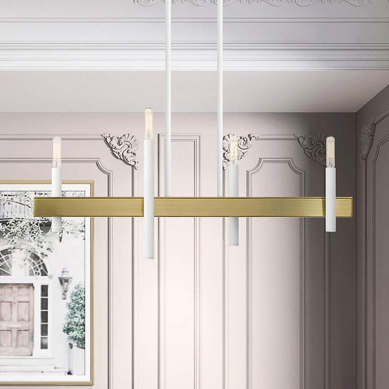 Image 1 Denmark 4 Light White Linear Chandelier