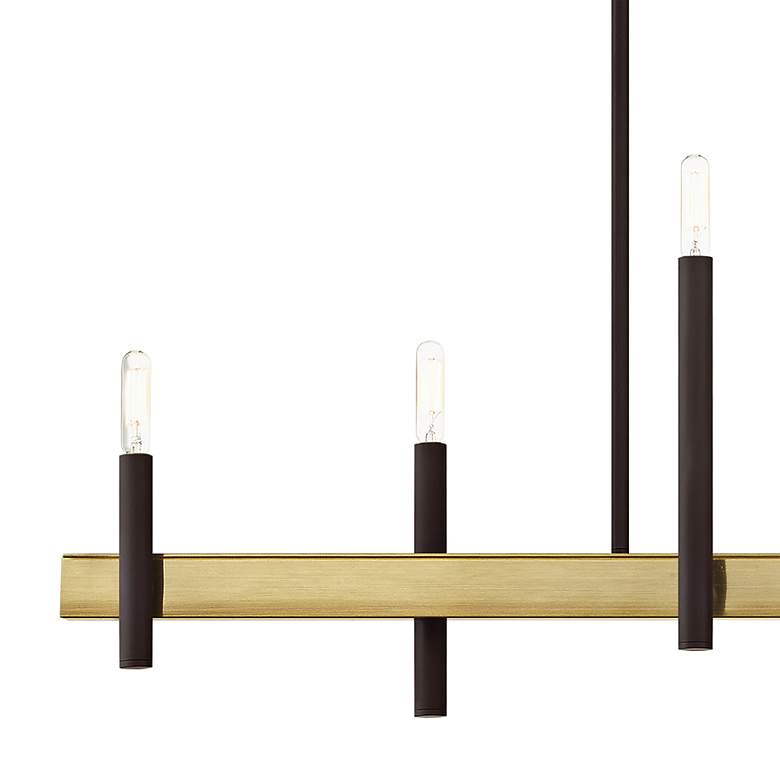 Image 3 Denmark 40" Wide Bronze and Brass 6-Light Linear Chandelier more views