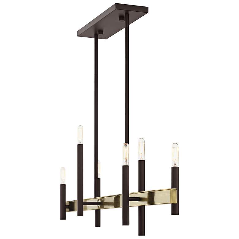 Image 6 Denmark 40" Wide Bronze and Brass 6-Light Linear Chandelier more views