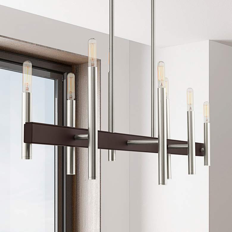 Image 2 Denmark 48" Wide Brushed Nickel 8-Light Linear Chandelier
