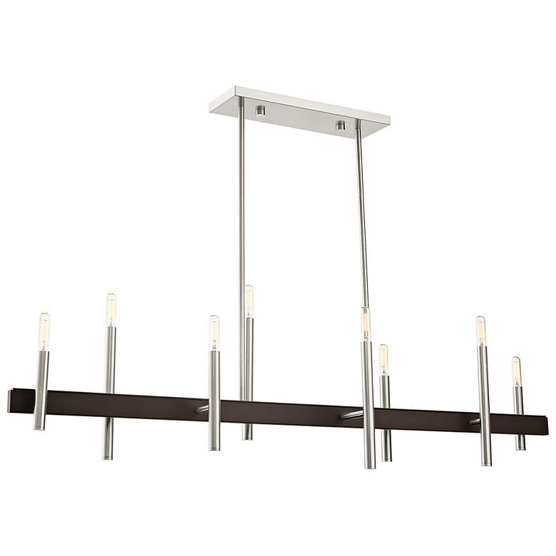 Image 6 Denmark 48" Wide Brushed Nickel 8-Light Linear Chandelier more views