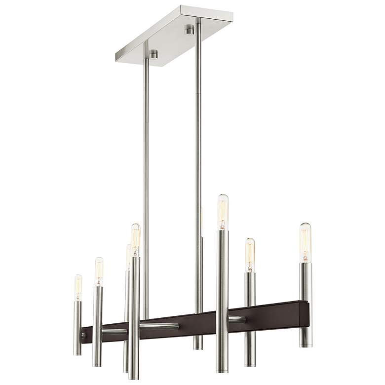 Image 7 Denmark 48" Wide Brushed Nickel 8-Light Linear Chandelier more views