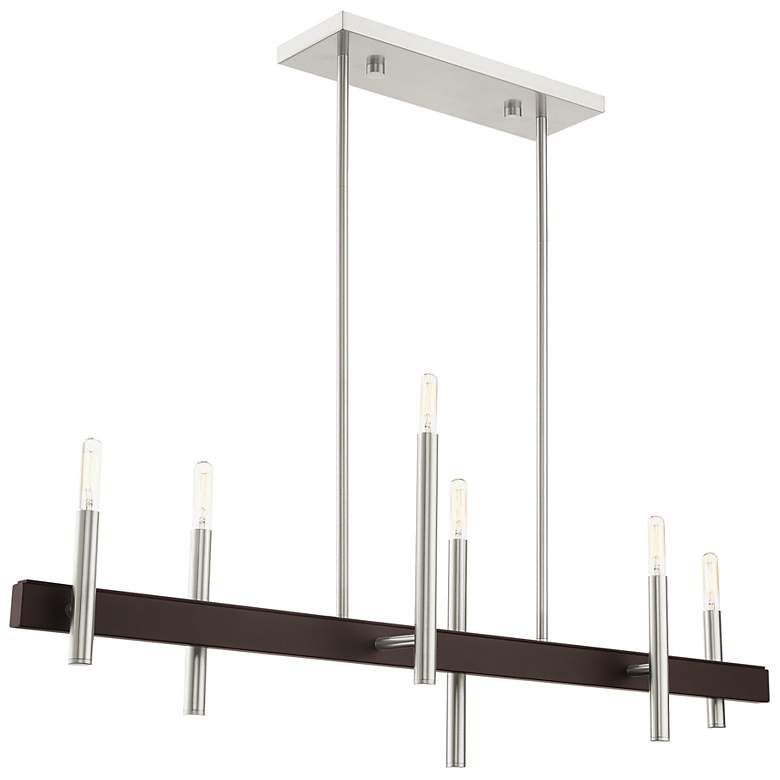 Image 5 Denmark 6 Light Brushed Nickel Linear Chandelier more views
