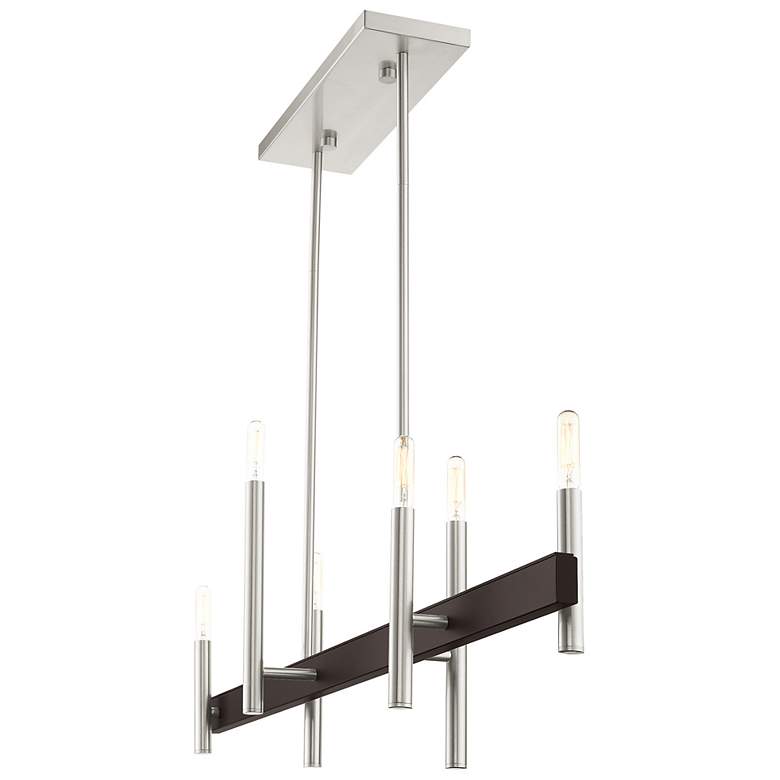 Image 6 Denmark 6 Light Brushed Nickel Linear Chandelier more views