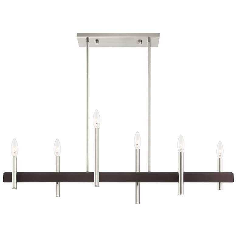 Image 7 Denmark 6 Light Brushed Nickel Linear Chandelier more views