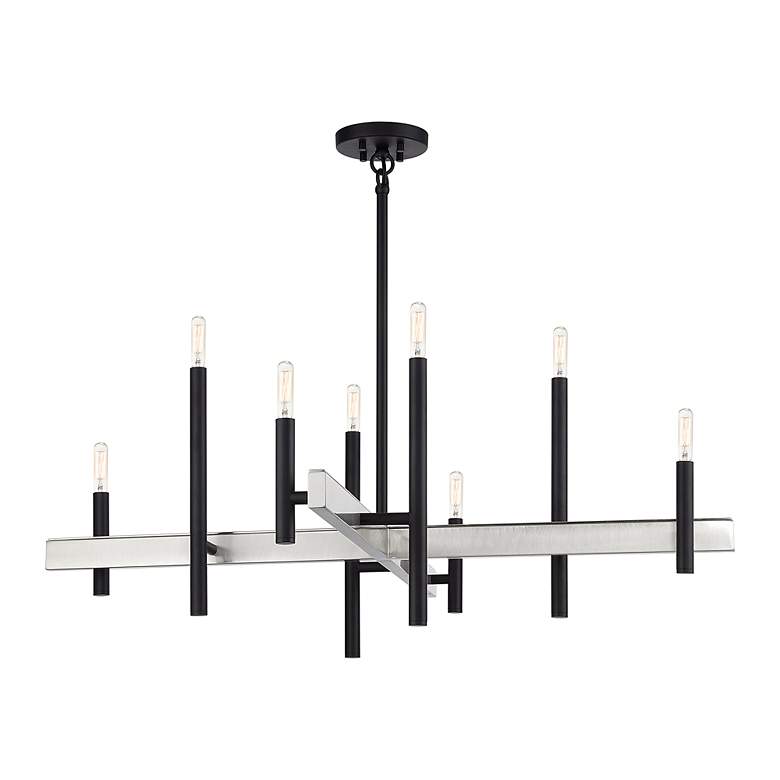 Image 3 Denmark 8 Light Black Large Chandelier with Brushed Nickel Accents more views