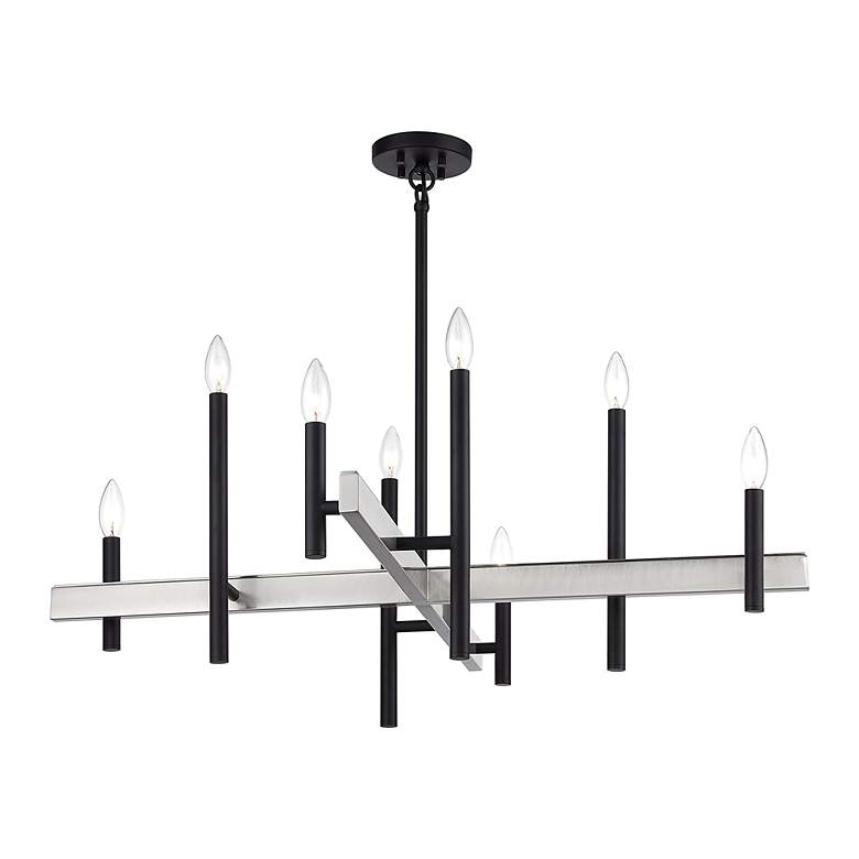 Image 4 Denmark 8 Light Black Large Chandelier with Brushed Nickel Accents more views