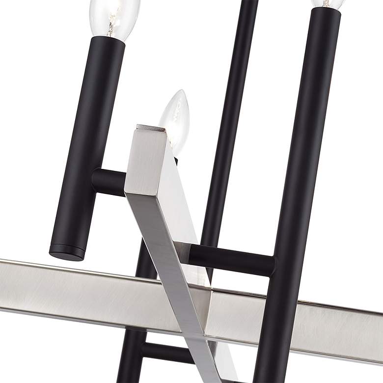 Image 5 Denmark 8 Light Black Large Chandelier with Brushed Nickel Accents more views