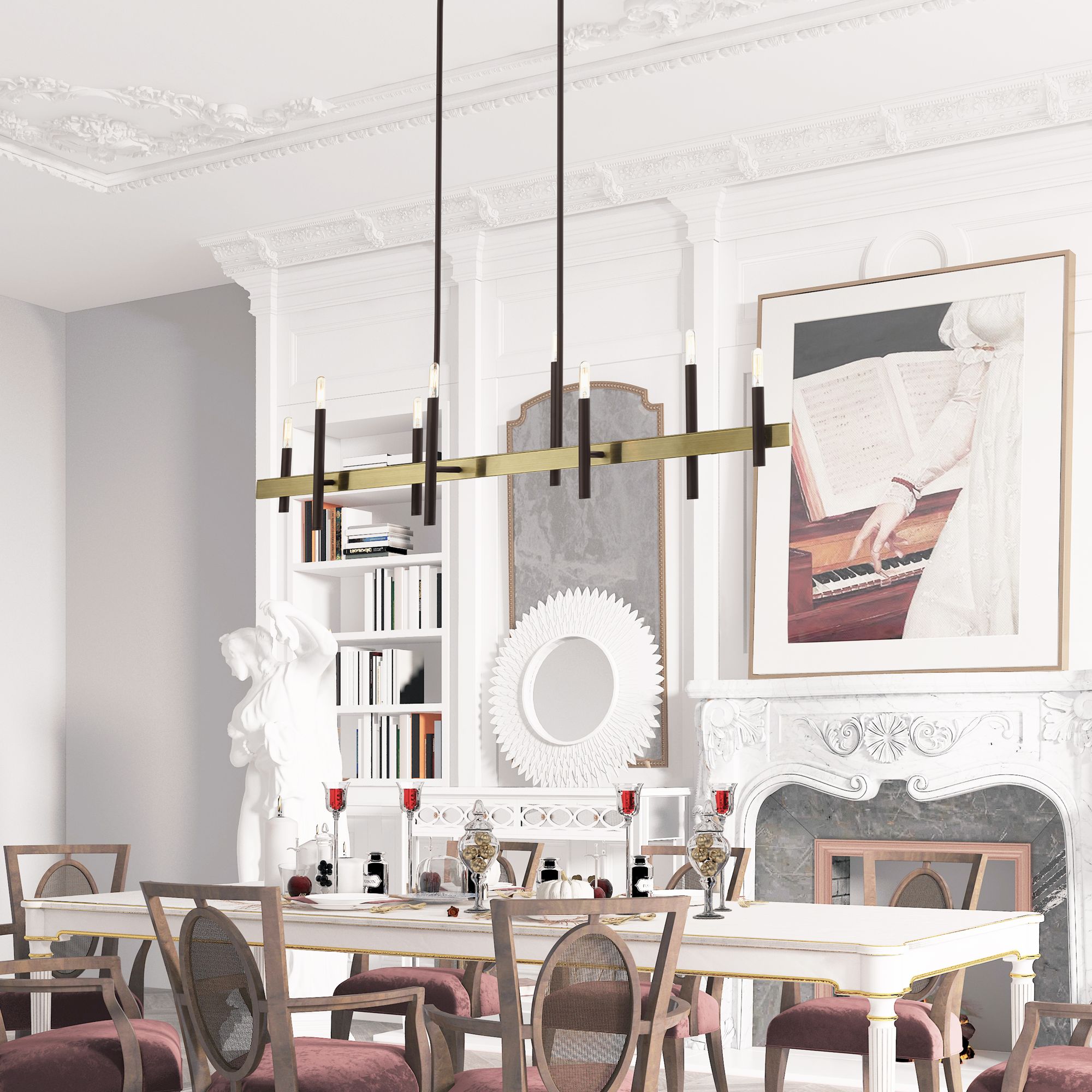 Denmark 8 Light Bronze Linear Chandelier