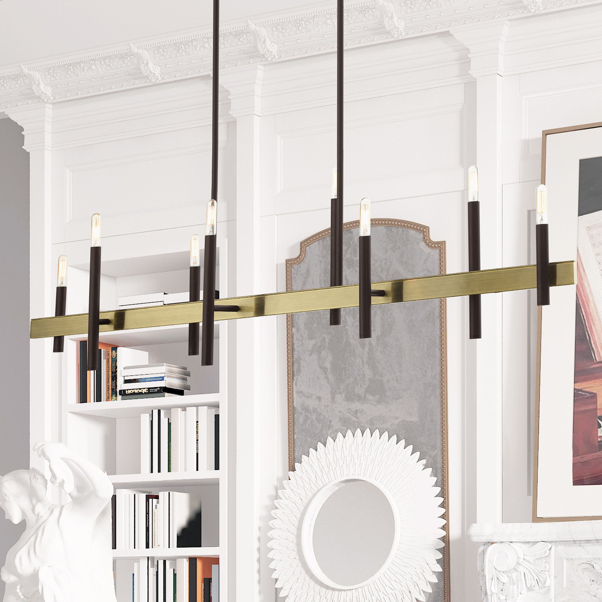 Denmark 8 Light Bronze Linear Chandelier