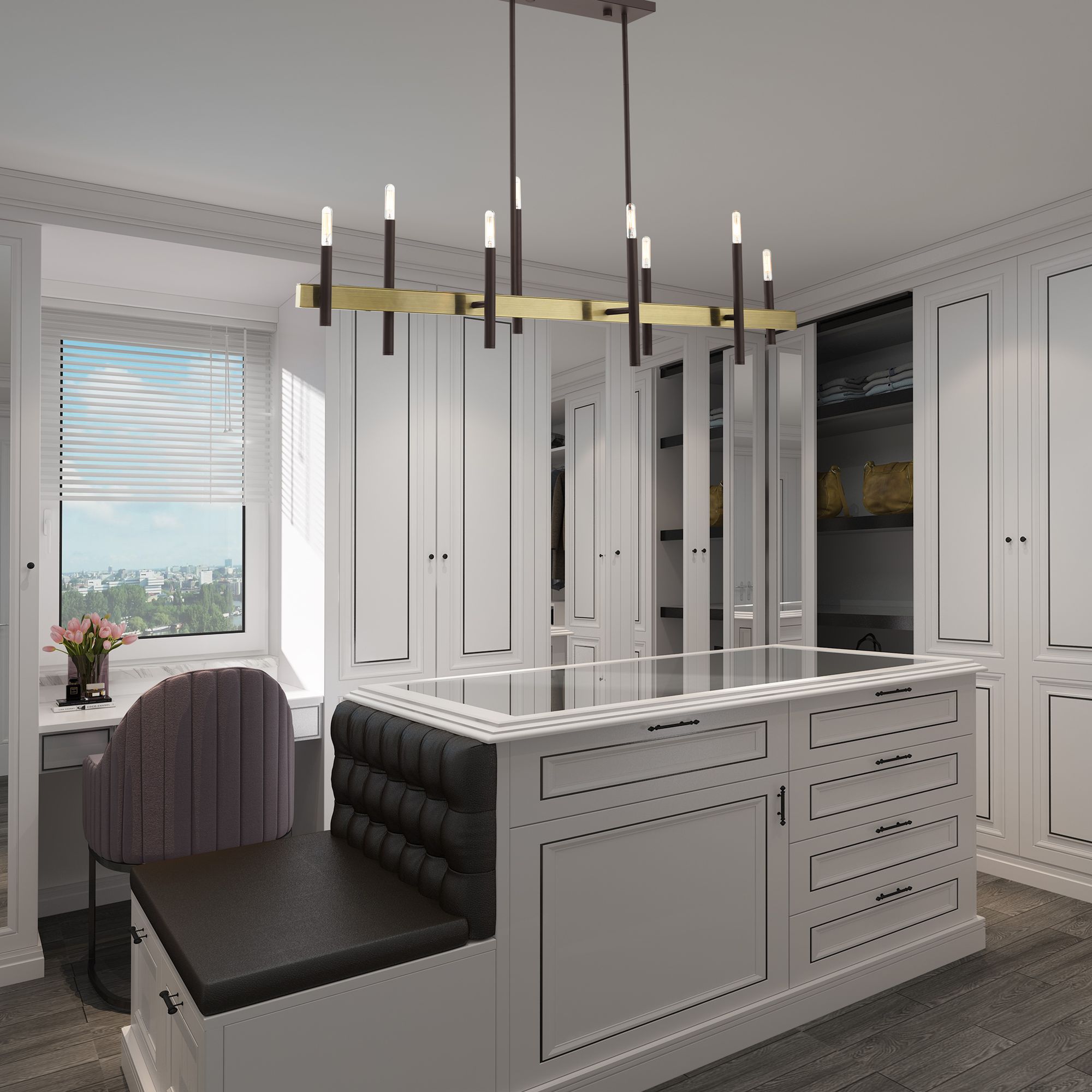 Denmark 8 Light Bronze Linear Chandelier