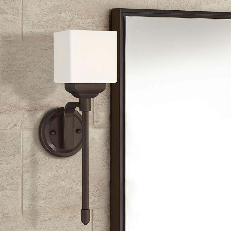 Image 1 Denna 18" High Black Finish White Glass Wall Sconce