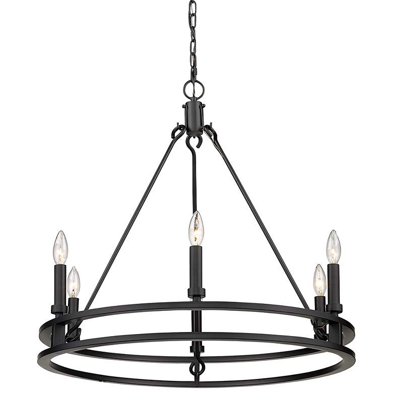 Image 3 Dennison 27 1/4" Wide Matte Black 6-Light Ring Chandelier