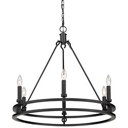 Dennison 27 1/4" Wide Matte Black 6-Light Ring Chandelier