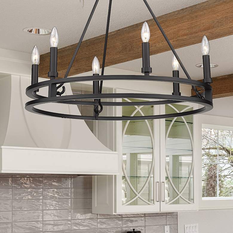 Image 2 Dennison 27 1/4" Wide Matte Black 6-Light Ring Chandelier
