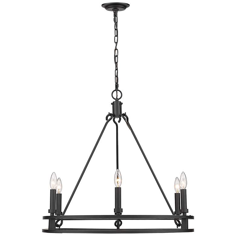 Image 5 Dennison 27 1/4" Wide Matte Black 6-Light Ring Chandelier more views