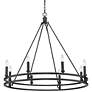 3_Dennison 36" Wide Matte Black 8-Light Double Ring Chandelier