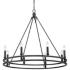 Dennison 36" Wide Matte Black 8-Light Double Ring Chandelier