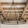 2_Dennison 36" Wide Matte Black 8-Light Double Ring Chandelier