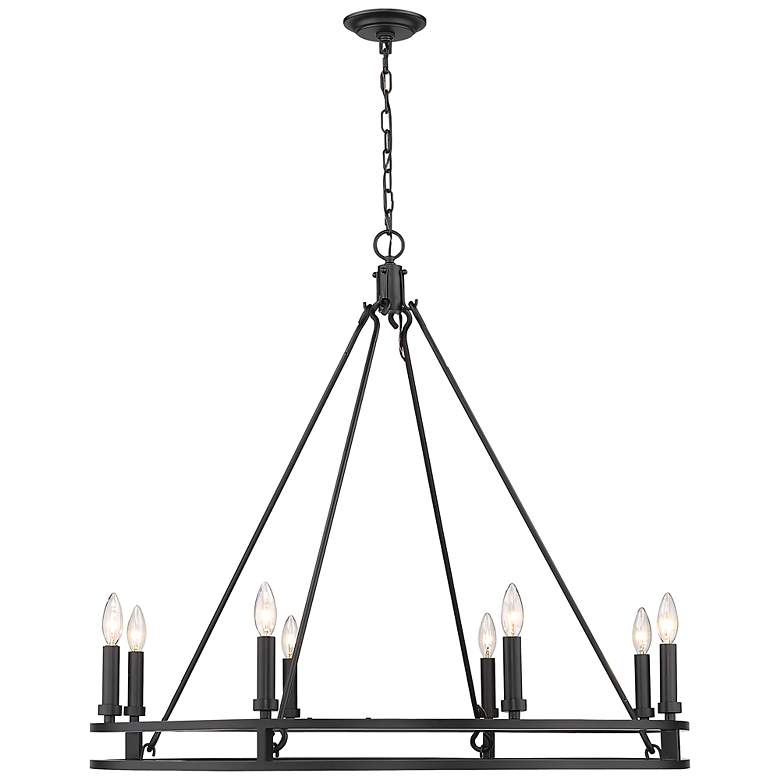 Image 5 Dennison 36" Wide Matte Black 8-Light Double Ring Chandelier more views