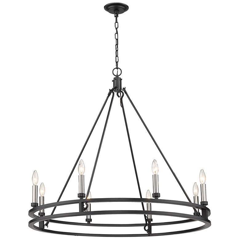 Image 6 Dennison 36" Wide Matte Black 8-Light Double Ring Chandelier more views