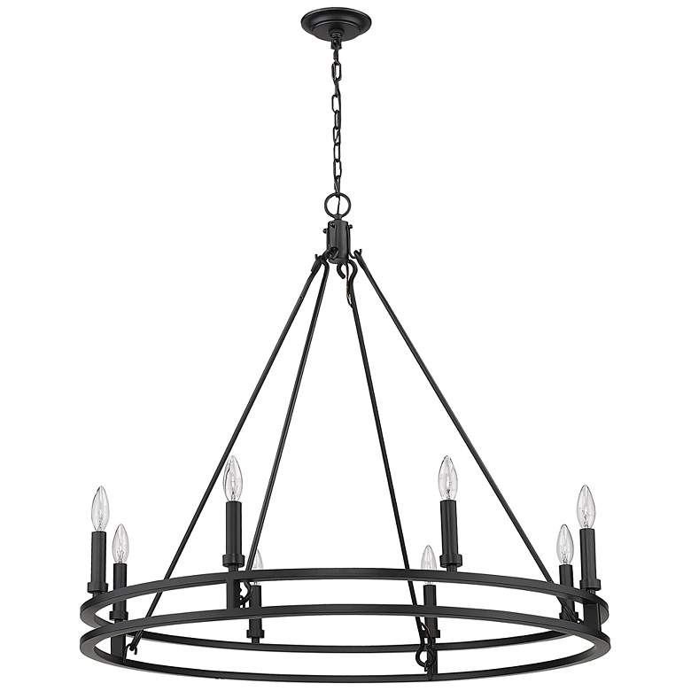 Image 7 Dennison 36" Wide Matte Black 8-Light Double Ring Chandelier more views