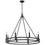 Dennison 36" Wide Matte Black 8-Light Double Ring Chandelier in scene