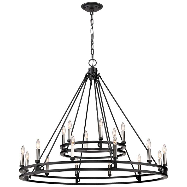 Image 5 Dennison 47 3/4" Wide 18-Light Matte Black Double Ring Chandelier more views