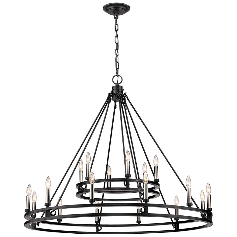 Image 5 Dennison 47 3/4 inch Wide 18-Light Matte Black Double Ring Chandelier more views