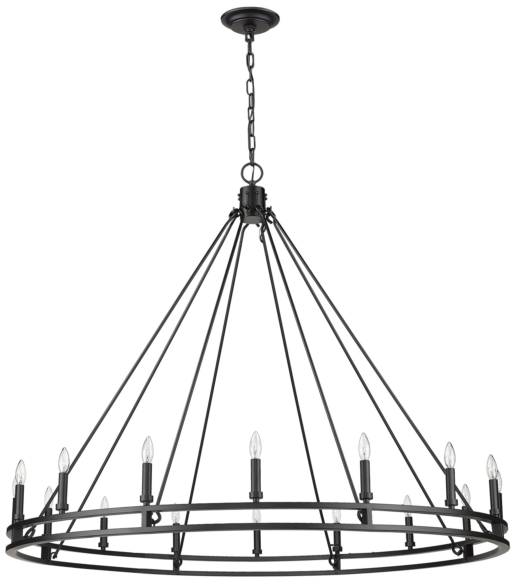 Dennison 60 1/4" Wide Matte Black 16-Light Chandelier in scene