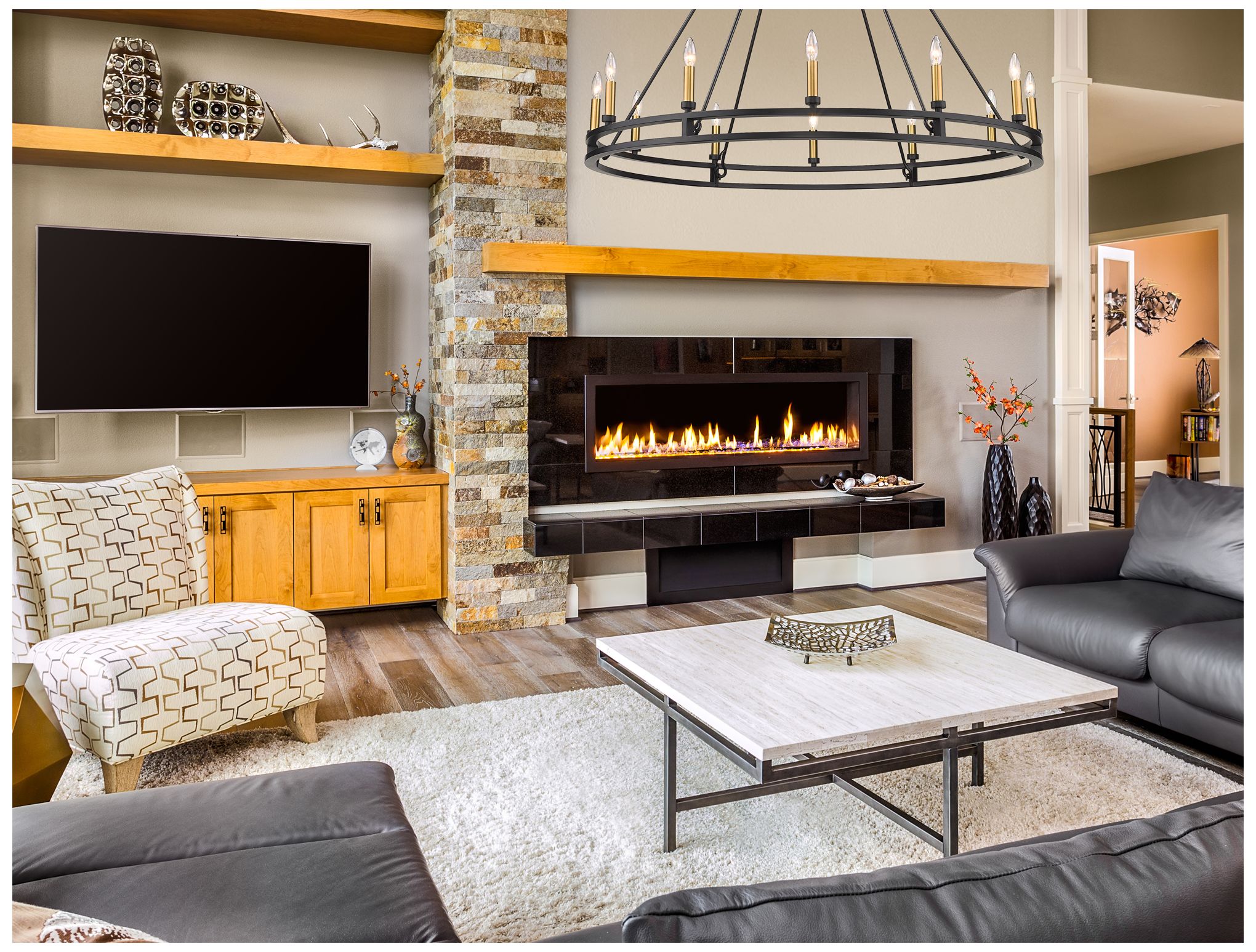 Image 3 Dennison by Z-Lite Matte Black 47.75 inch 12 Light Chandelier more views