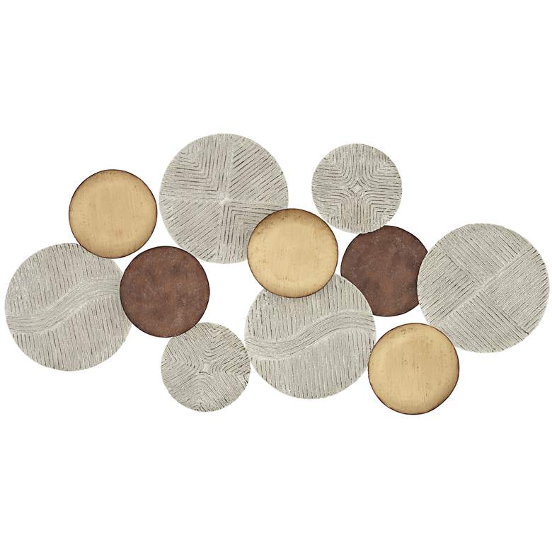 Image 2 Denson 44 1/4" Wide Gold Bronze White-Washed Disk Wall Art