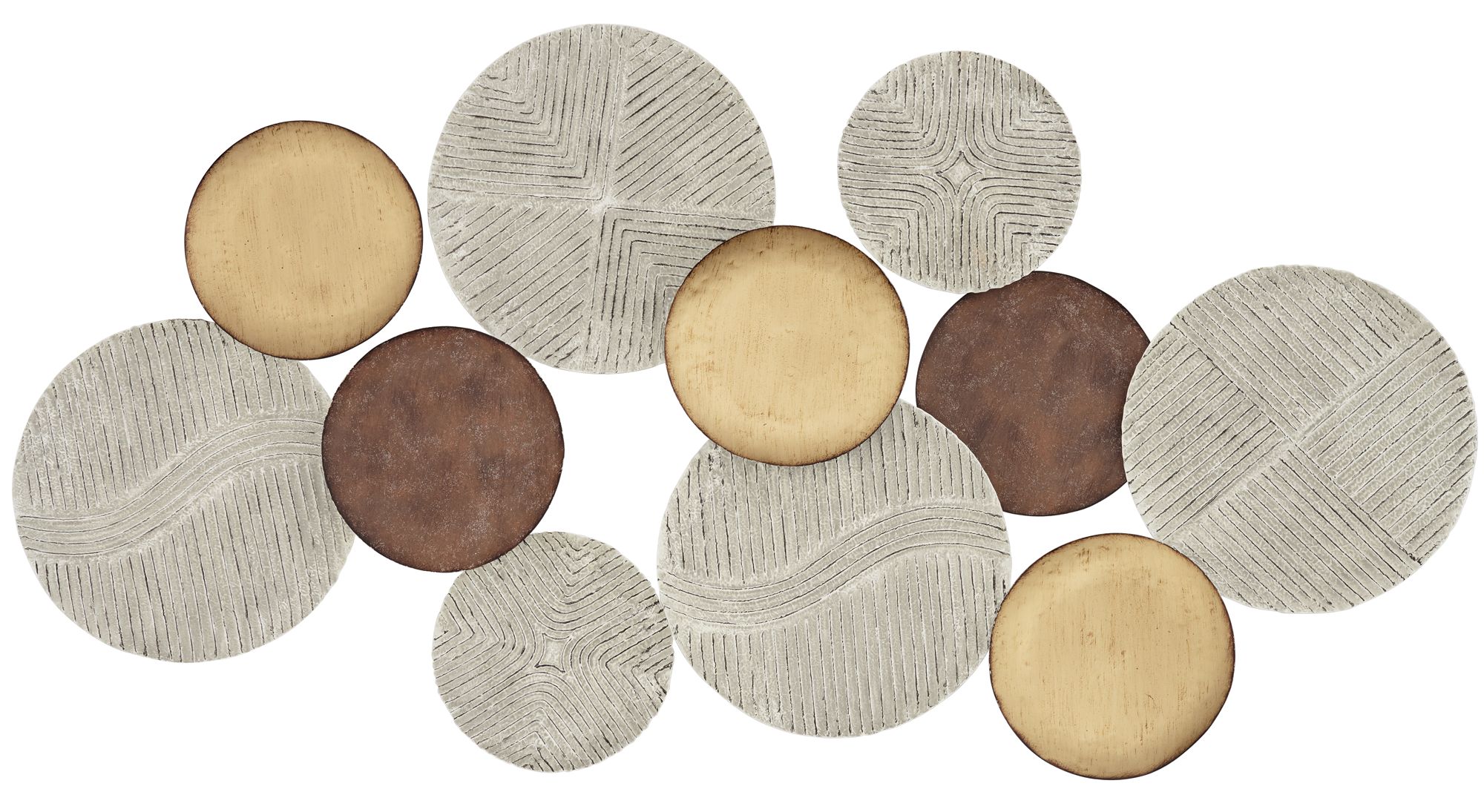 Denson 44 1/4" Wide Gold Bronze White-Washed Disk Wall Art Image 2