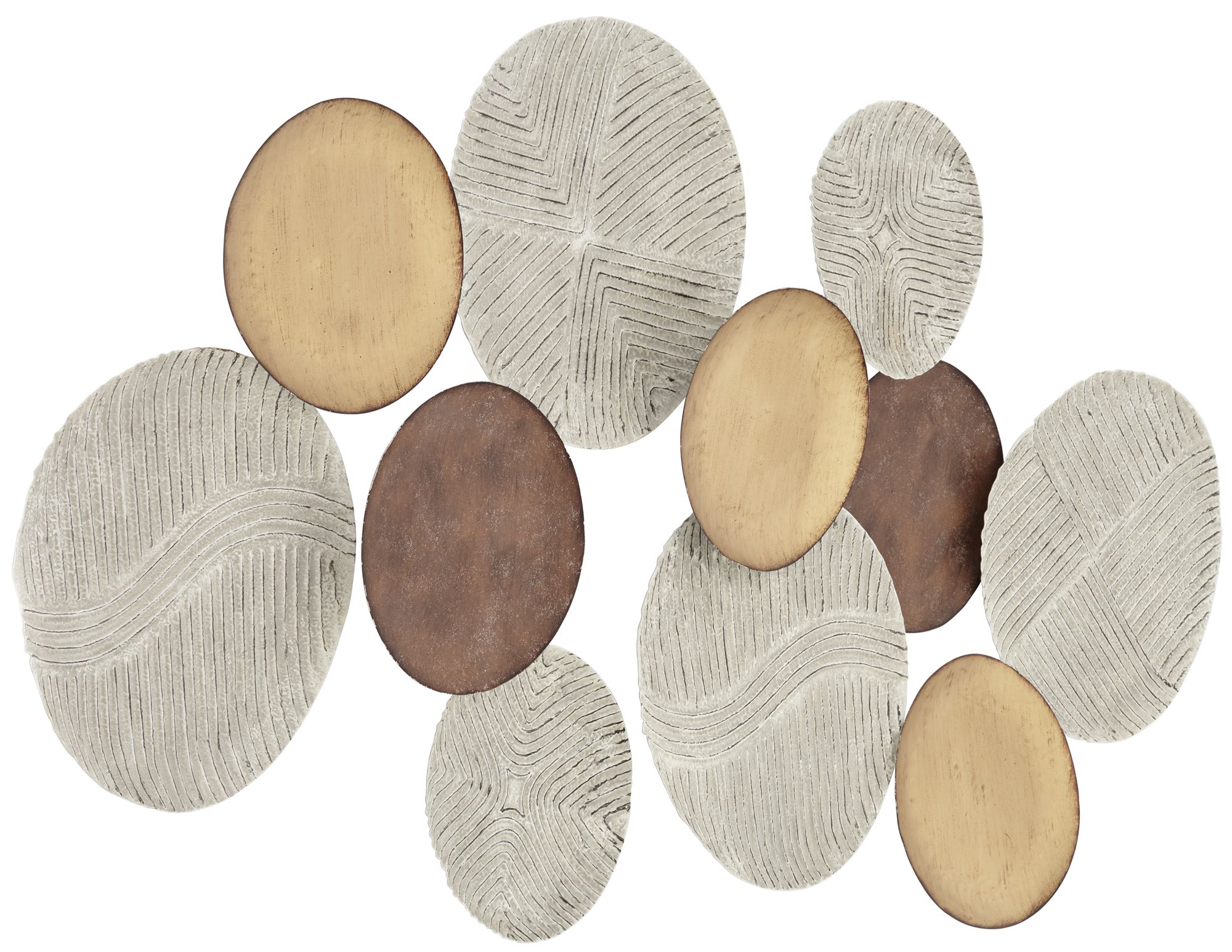 Denson 44 1/4" Wide Gold Bronze White-Washed Disk Wall Art Image 5