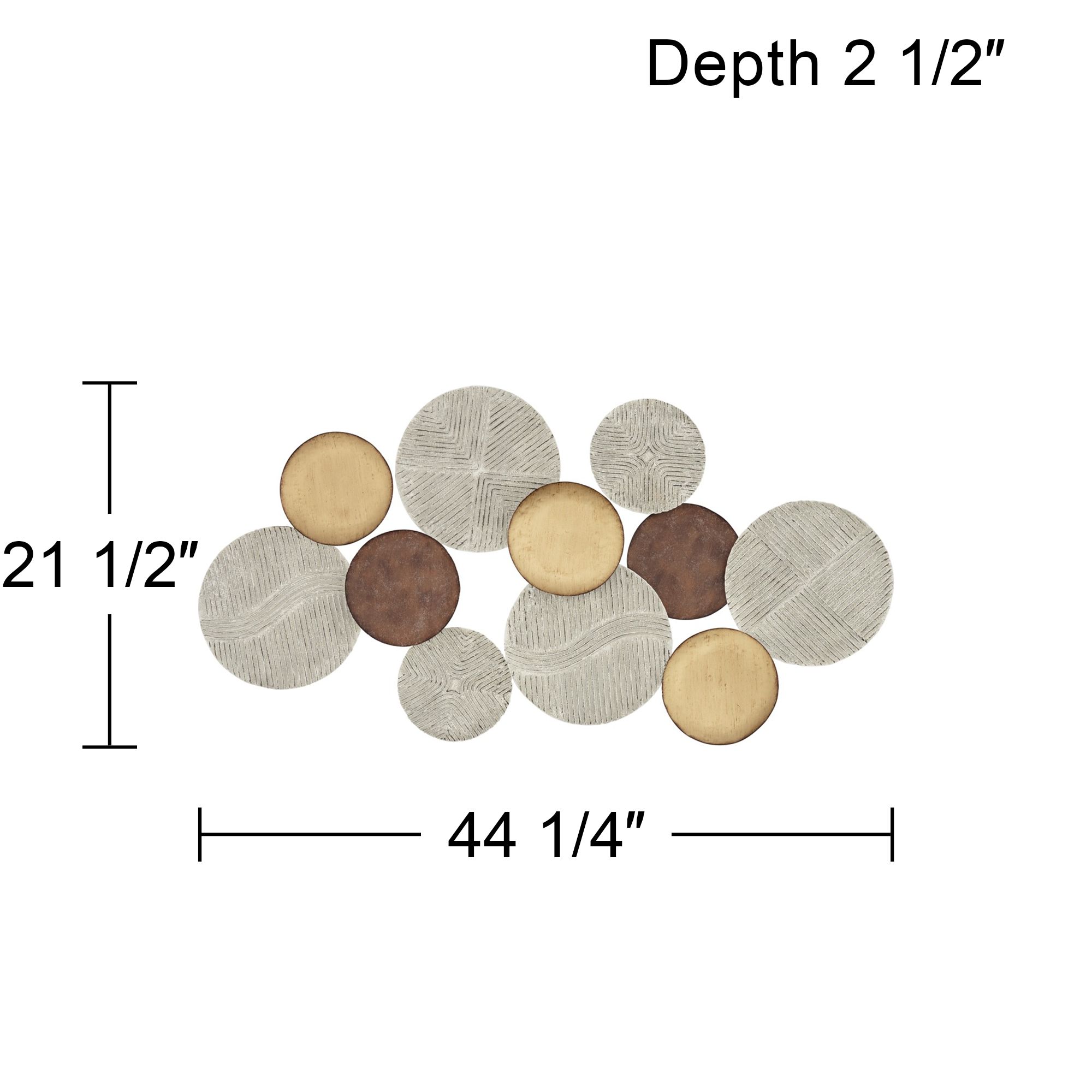 Denson 44 1/4" Wide Gold Bronze White-Washed Disk Wall Art Image 7