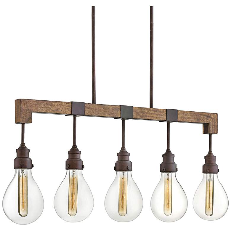 Image 2 Denton 36" Wide Industrial Iron Kitchen Island Light Pendant