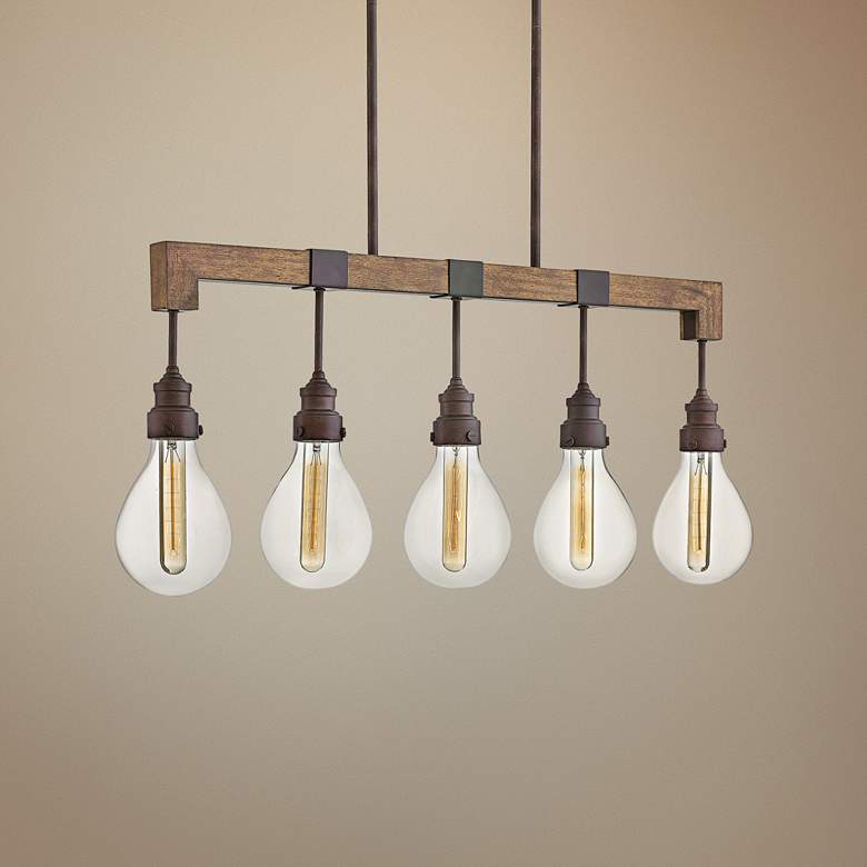 Image 1 Denton 36" Wide Industrial Iron Kitchen Island Light Pendant