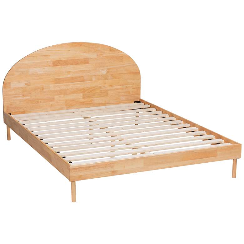 Image 2 Denton Natural Brown Wood Queen Size Platform Bed