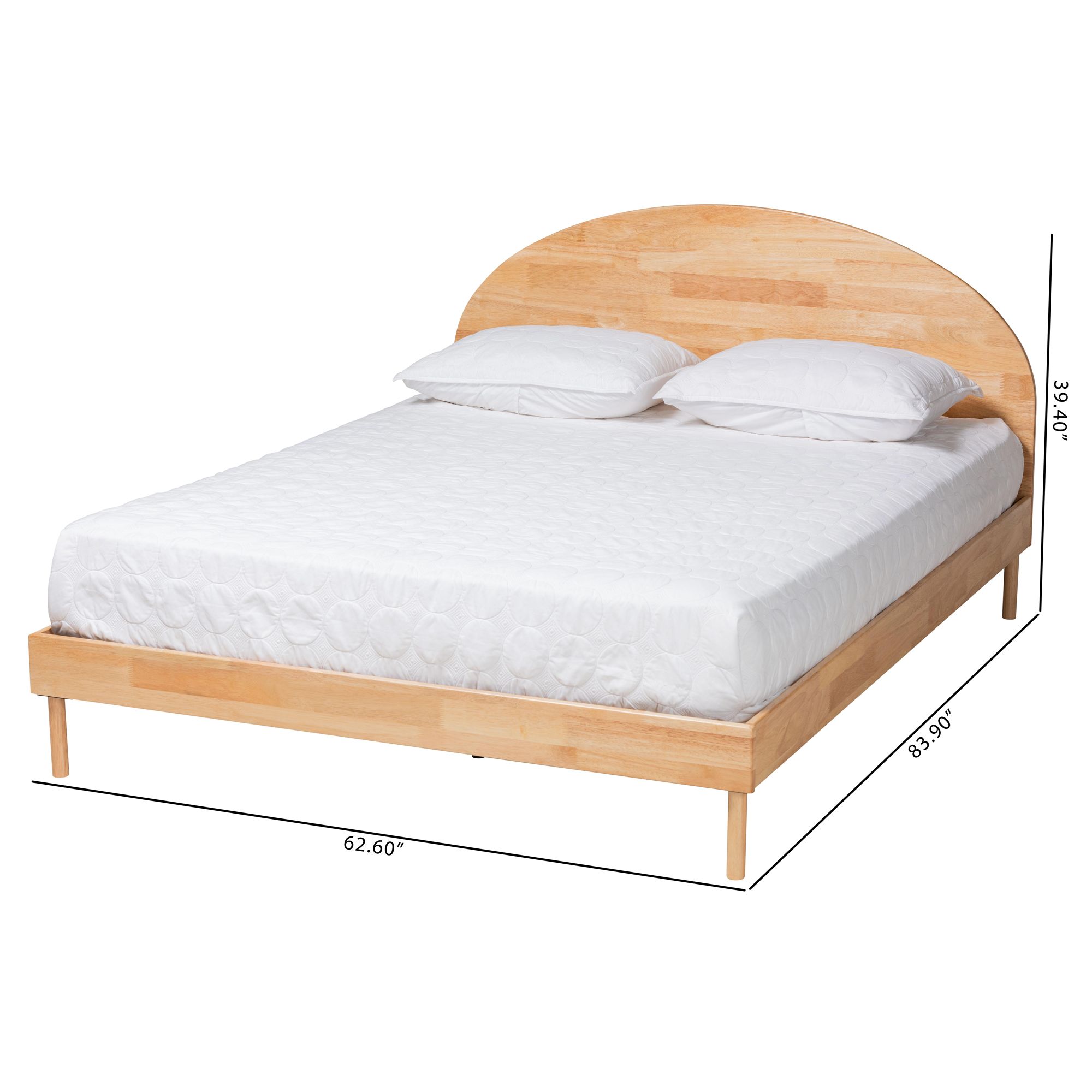 Denton Natural Brown Wood Queen Size Platform Bed