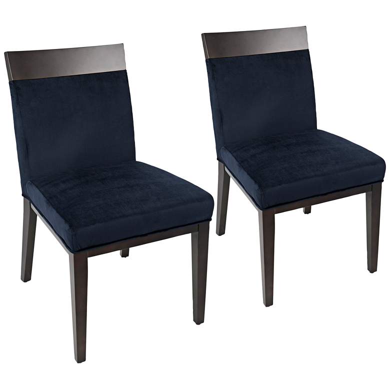 Image 1 Denver Navy Blue Velvet Dining Chair Set of 2