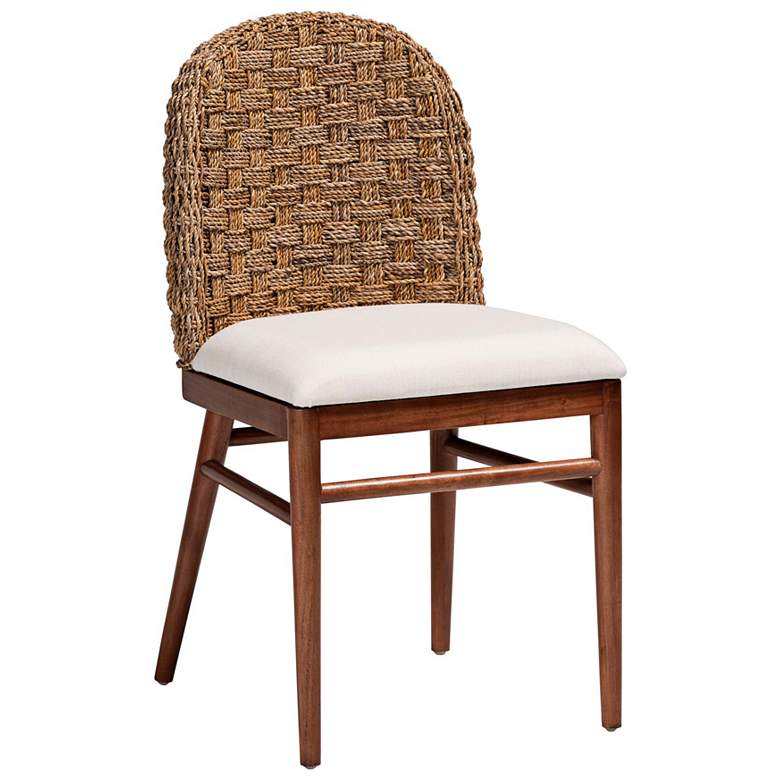 Image 2 Denver Walnut Brown Wood and Seagrass Dining Chair