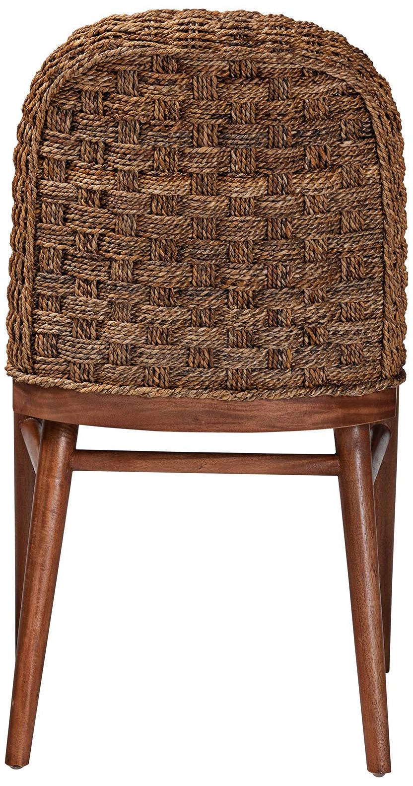 Denver Walnut Brown Wood and Seagrass Dining Chair