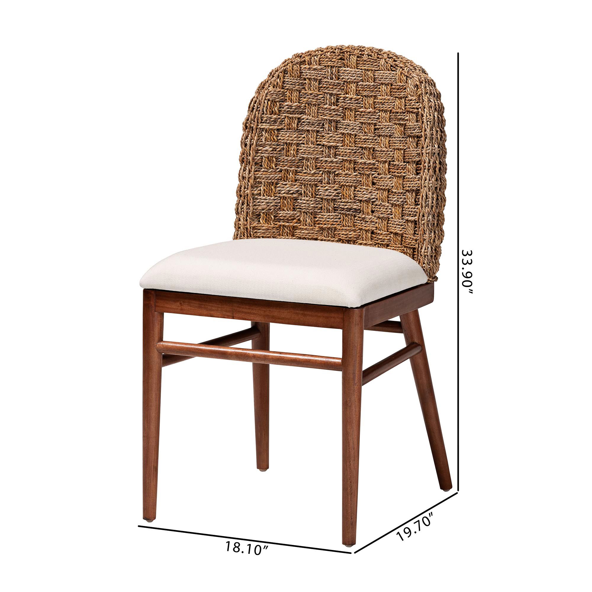 Denver Walnut Brown Wood and Seagrass Dining Chair