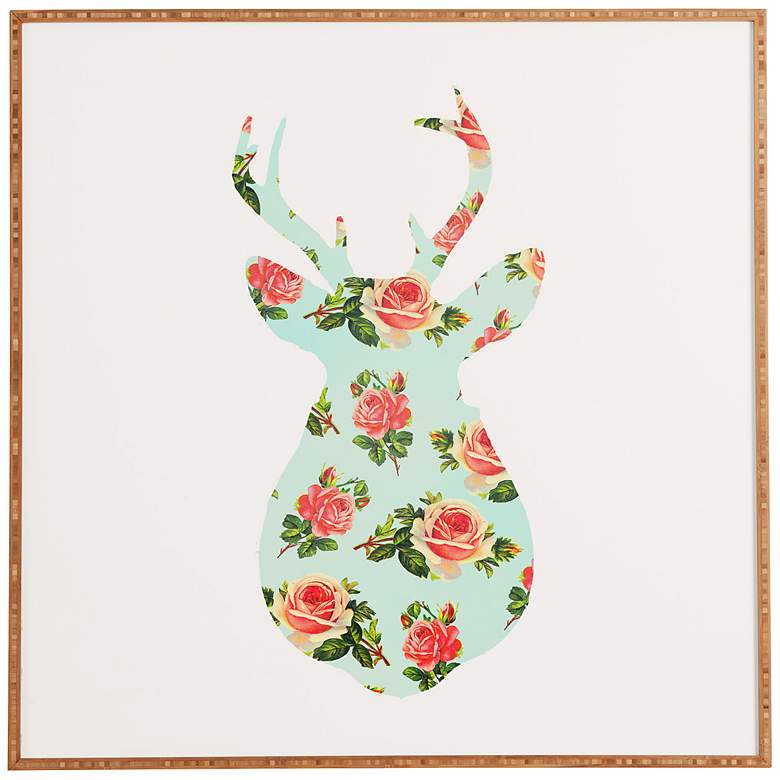 Image 1 DENY Design Floral Deer Silhouette 30 inch Square Wall Art