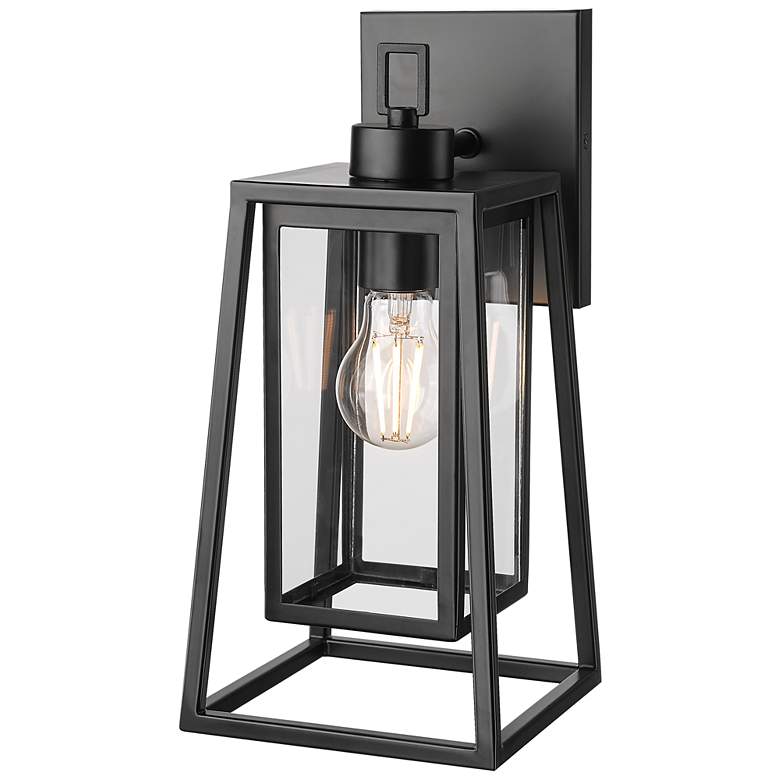 Image 1 Denzell 13.5" High 1-Light Outdoor Wall Sconce in Powder Coated Black