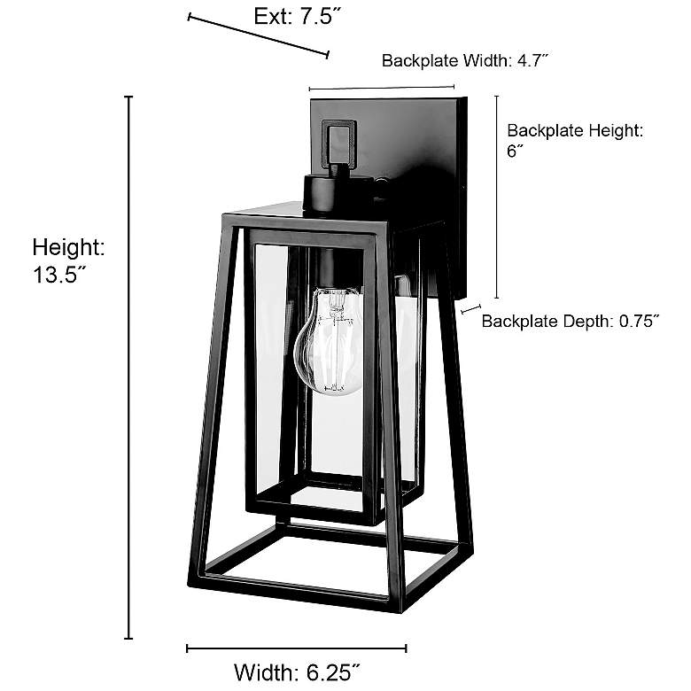 Image 7 Denzell 13.5" High 1-Light Outdoor Wall Sconce in Powder Coated Black more views